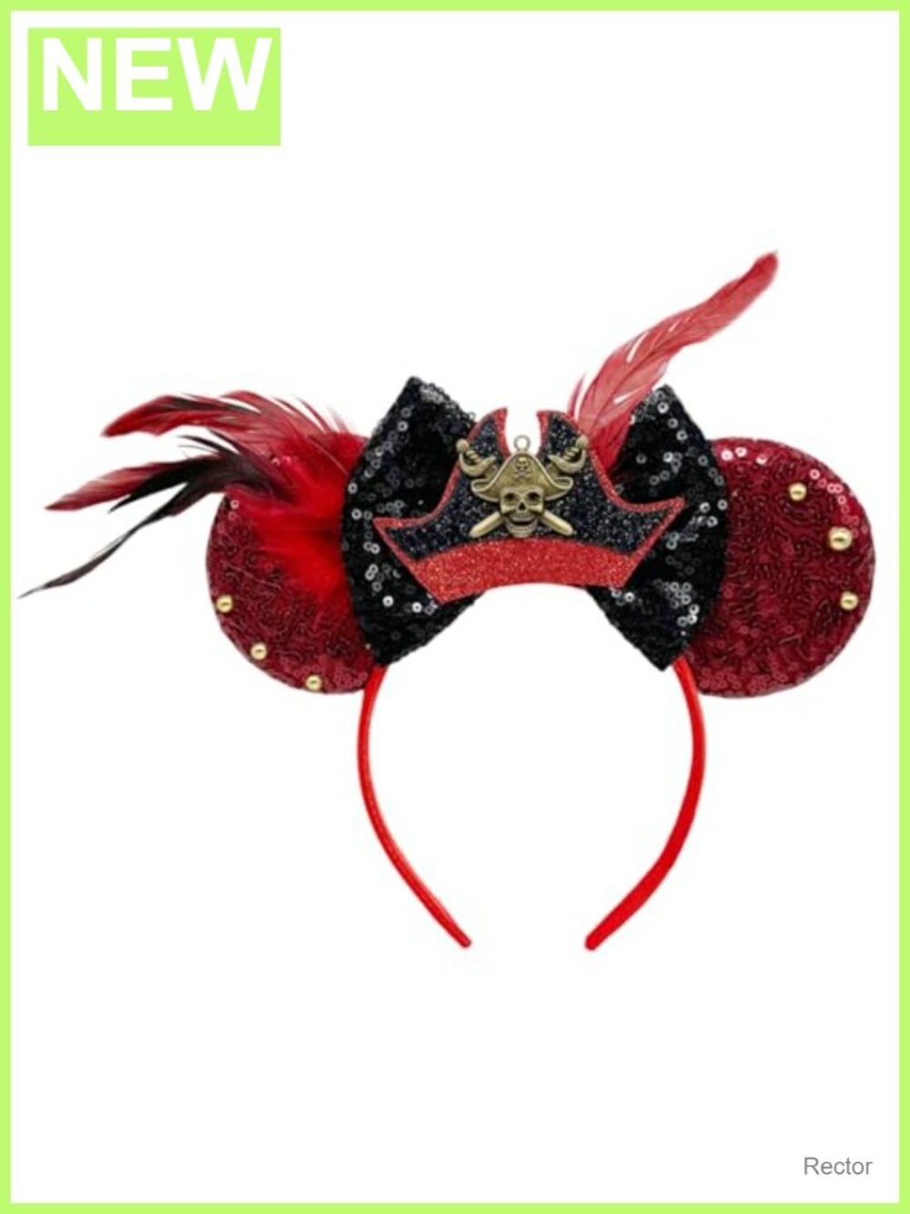 Pirate Mouse Ears Headband Sequin Skull Crossbones Cosplay Costume Party